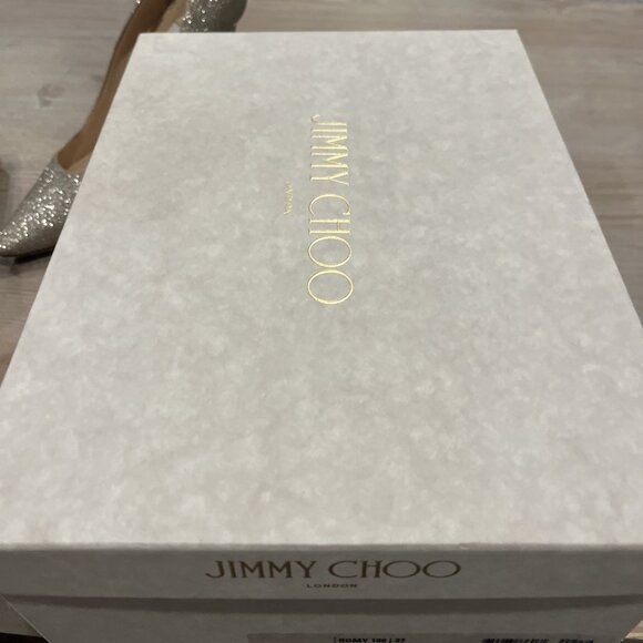 Jimmy Choo Romy 100 Platinum Ice Dusty Glitter Pointy Toe Pumps - Picture 6 of 8